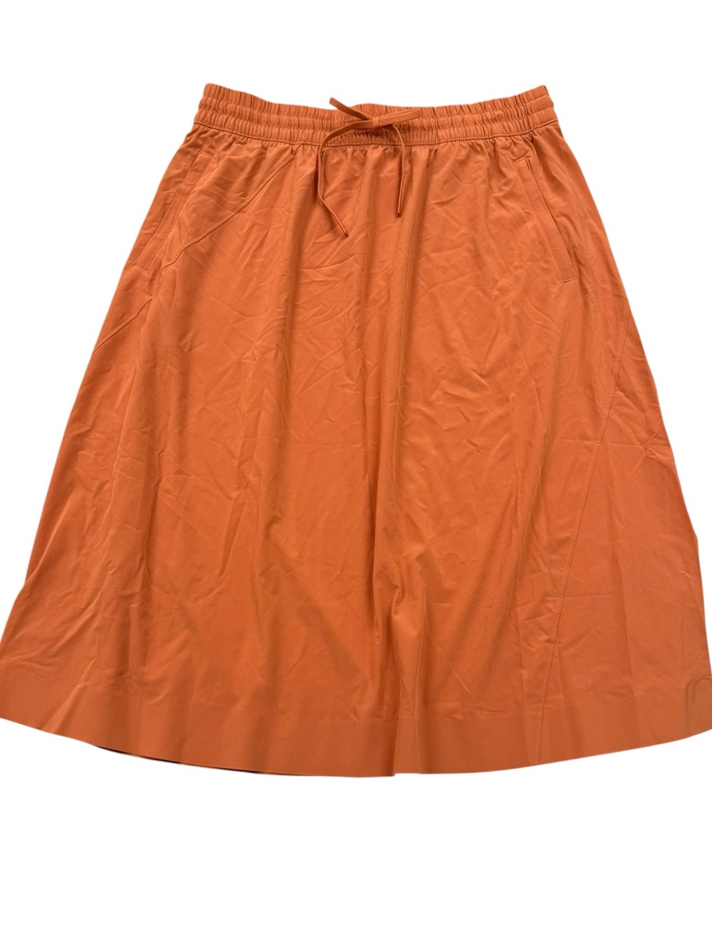 Athleta Arrival Skirt Size 14 Sunbaked Clay Orange Midi A-Line Drawstring